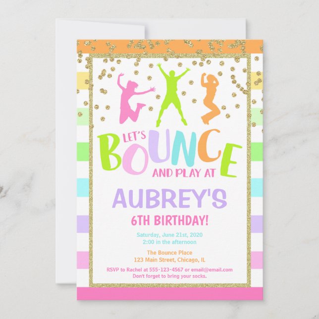 Invitation Fête d'anniversaire de Bounce Rainbow pastel parti (Devant)
