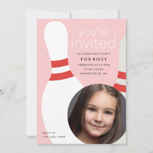 Invitation Fête d'anniversaire de bowling photo pour enfants