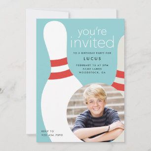 Invitation Fête d'anniversaire de bowling photo pour enfants