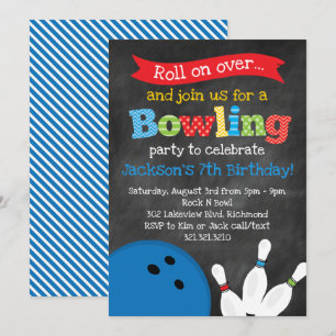 Invitation Fête d'anniversaire de bowling - tableau