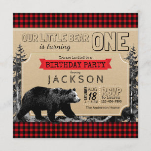 Invitation Fête d'anniversaire de bûcheron Plaid de Buffalo O