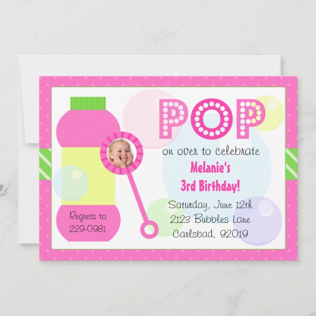Invitation Fête d'anniversaire de bulles (Devant)