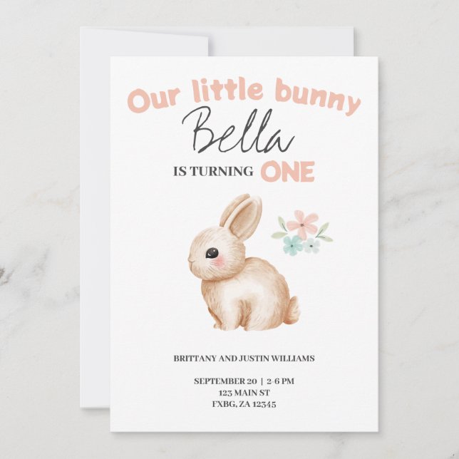 Invitation fête d'anniversaire de Bunny (Devant)