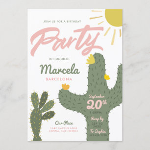 Invitation Fête d'anniversaire de Cactus
