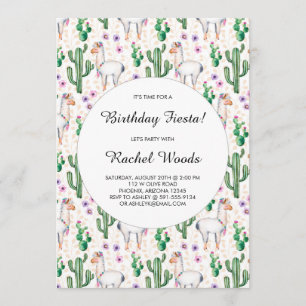 Invitation Fête d'anniversaire de Cactus et de Llama