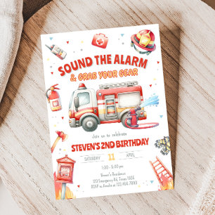 Invitation Fête d'anniversaire de camion de pompiers
