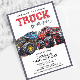 Invitation Fête d'anniversaire de camion monstre moderne