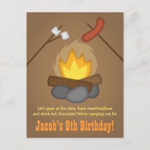Invitation Fête d'anniversaire de camping au feu de joie