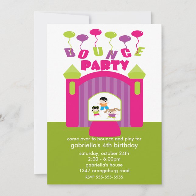 Invitation Fête d'anniversaire de Chambre de rebond (Devant)
