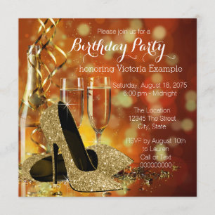 Invitation Fête d'anniversaire de Champagne de talons hauts