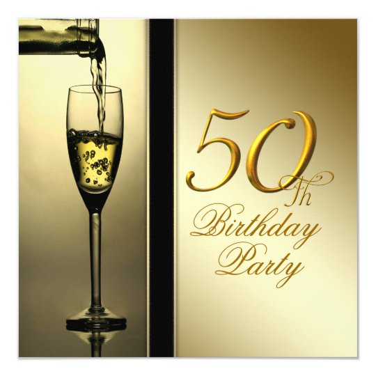 Invitation Fete D Anniversaire De Champagne D Or Elegant Zazzle Ca