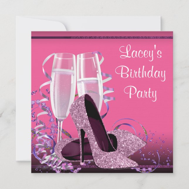 Invitation Fête d'anniversaire de Champagne High Heure Womans (Devant)