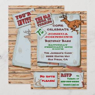 Invitation Fête d'anniversaire de chasse au cerf Buck rustiqu