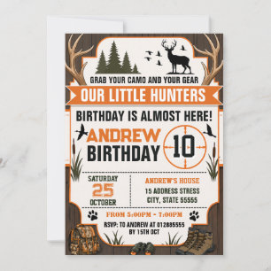 Invitation Fête d'anniversaire de chasse personnalisée