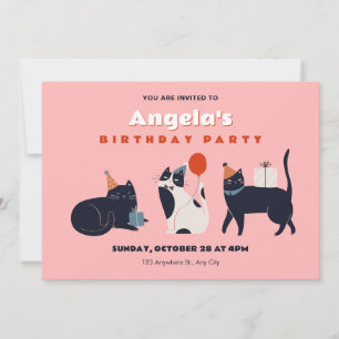 Invitation Fête d'anniversaire de chat