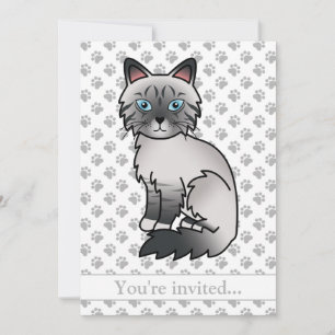 Invitation Fête d'anniversaire de chat Birman/Ragdoll Tabby b