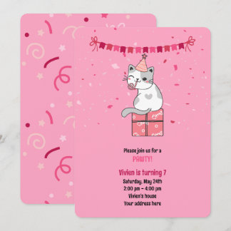Invitation Fête d'anniversaire de chaton