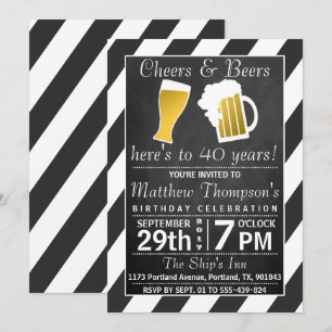 Invitation Fête d'anniversaire de Cheers & Beers Chalkboard