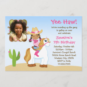 Invitation Fête d'anniversaire de cheval de cow-girl