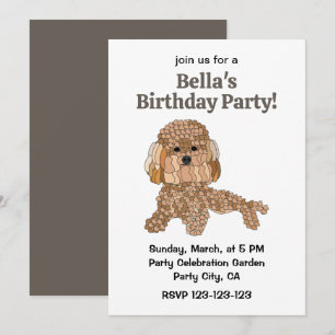 Invitation Fête d'anniversaire de chien caniche