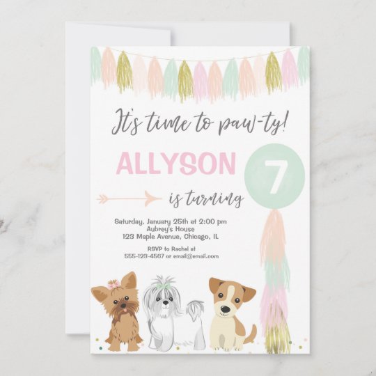 Invitation Fete D Anniversaire De Chien Chienne De Chiot Mig Zazzle Ca