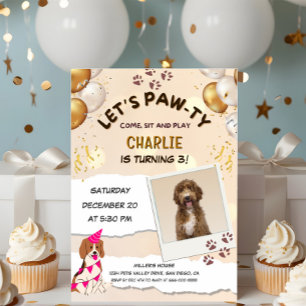 Invitation Fête d'anniversaire de chien chiot Photo