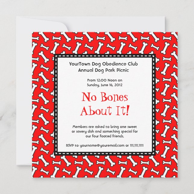 Invitation Fête d'anniversaire de chien, pique-nique de chien (Devant)