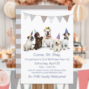 Invitation Fête d'anniversaire de chien pour garçon chiot