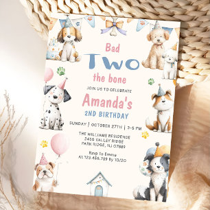 Invitation Fête d'anniversaire de chien Puppy Pawty 2e annive