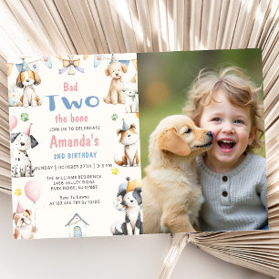 Invitation Fête d'anniversaire de chien Puppy Pawty 2e annive