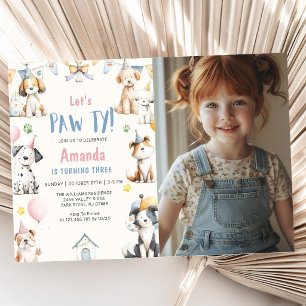 Invitation Fête d'anniversaire de chien Puppy Pawty Photo d'a