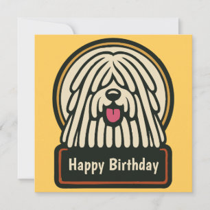 Invitation Fête d'anniversaire de Chien Shaggy Blanc