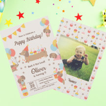 Fête d'anniversaire de chiots mignons dachshund 