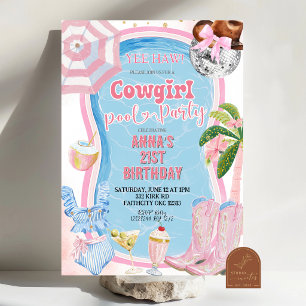 Invitation Fête d'anniversaire de cocktails de cowgirl fantai