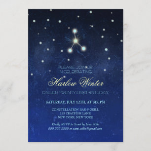 Invitation Fête d'anniversaire de constellation de Cancer