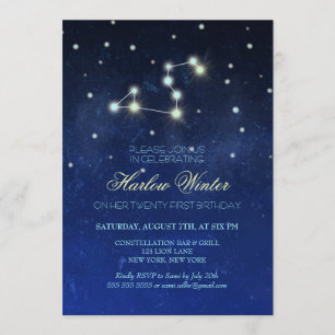 Invitation Fête d'anniversaire de constellation de Lion