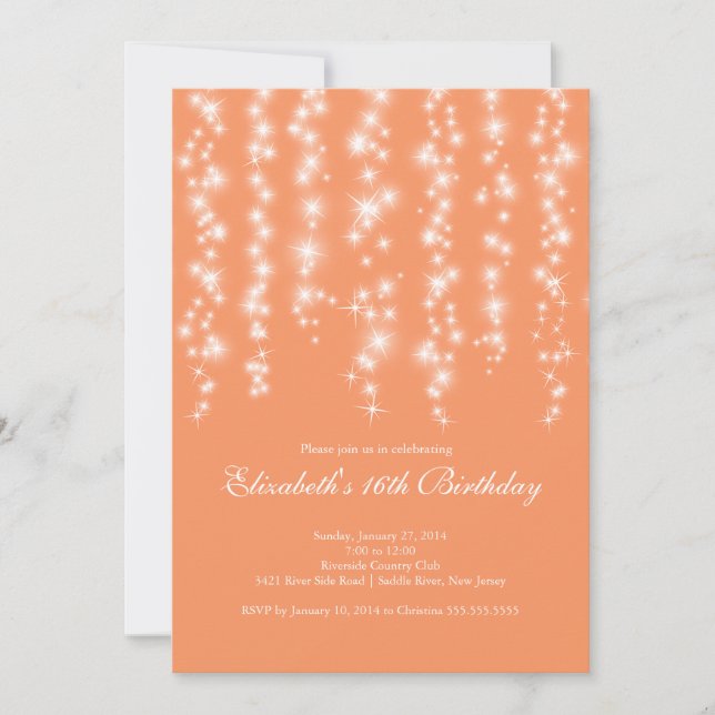 Invitation Fête d'anniversaire de corail de sweet sixteen (Devant)