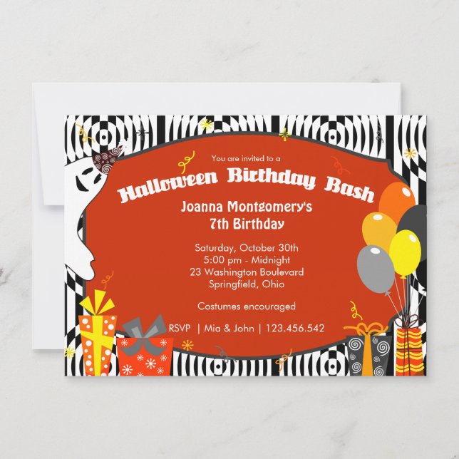 Invitation Fête d'anniversaire de costume de Halloween (Devant)