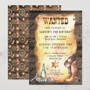 Invitation Fête d'anniversaire de cow-boy de rodéo occidental