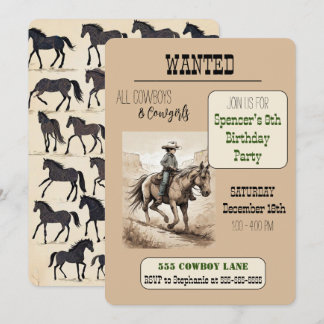 Invitation Fête d'anniversaire de Cowboy Recherchée - Cowboy