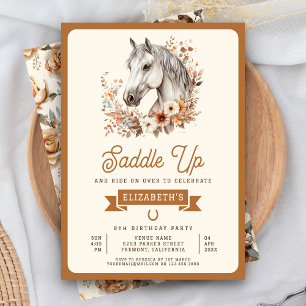 Invitation Fête d'anniversaire de cowgirl au thème bohème bla