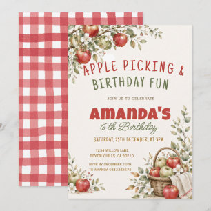 Invitation Fête d'anniversaire de cueillette de pommes