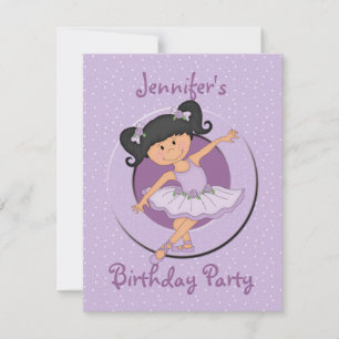 Invitation Fête d'anniversaire de Cute Lilac Ballerina