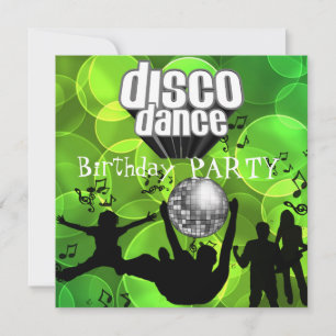 Invitation Fête d'anniversaire de danse disco rétro bulles de