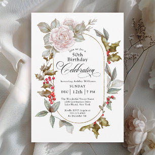 Invitation Fête d'anniversaire de décembre de la flore fémini