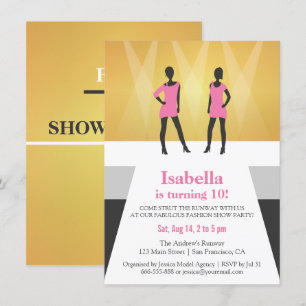 Invitation Fête d'anniversaire de défilé de mode de piste