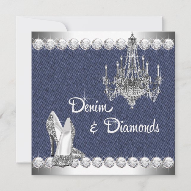 Invitation Fête d'anniversaire de Denim et Diamonds (Devant)