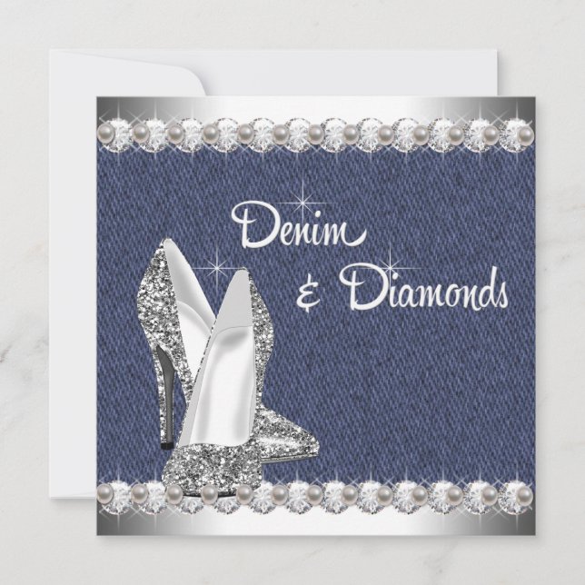 Invitation Fête d'anniversaire de Denim et Diamonds (Devant)