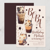 Fête d'anniversaire de dessin animé de chat Boba m