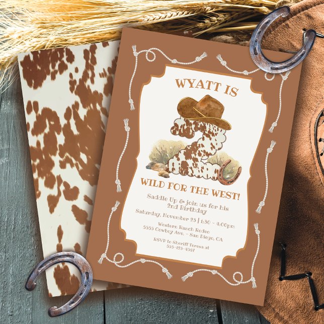 Invitation Fête d'anniversaire de deux cow-boys Wild West (Créateur téléchargé)